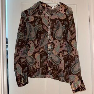 Paisley button up top y2k